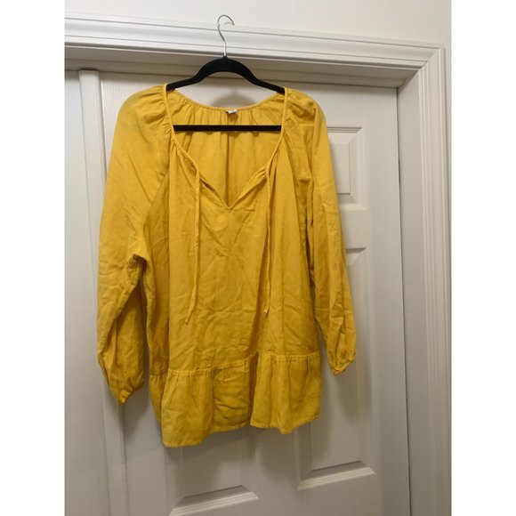Old Navy Yellow Long Sleeve Bottom Flared Blouse XXL - Picture 1 of 4